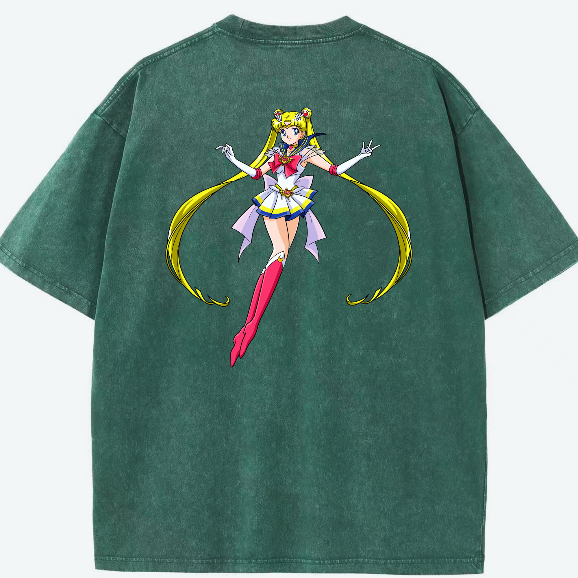 （画像用） 美少女戦士セーラームーン 月野 うさぎ つきの うさぎ Sailor Moon Tsukino Usagi 綿100% ヴィンテージ風 半袖Tシャツ（背面プリント）